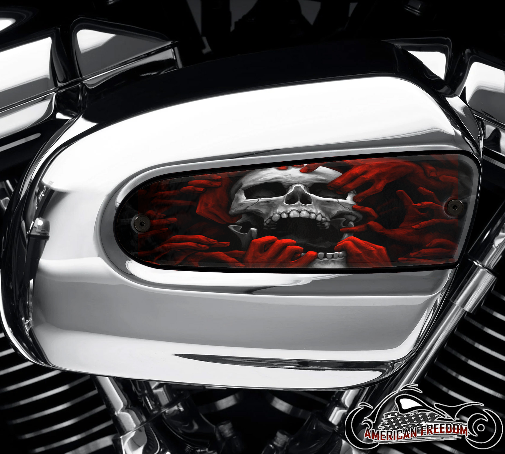 Harley Davidson Wedge Air Cleaner Insert - Torn Apart Skull Red